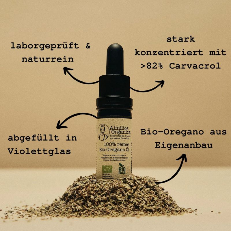 100 % REINES ÄTHERISCHES BIO OREGANO ÖL 10 ML | AIMILIOS ORGANICS | ATHINA