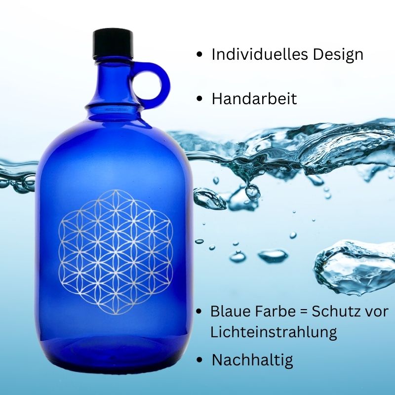 ENERGETISIERENDE GLASFLASCHE | TRINKFLASCHE | STRUKTURIERTES WASSER | 2 LITER | 5 LITER | INDIVIDUELLE GRAVUREN