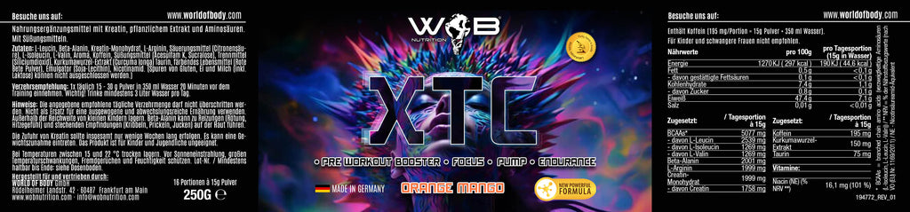 XTC PRE-WORKOUT | EXTASE HARDCORE BOOSTER