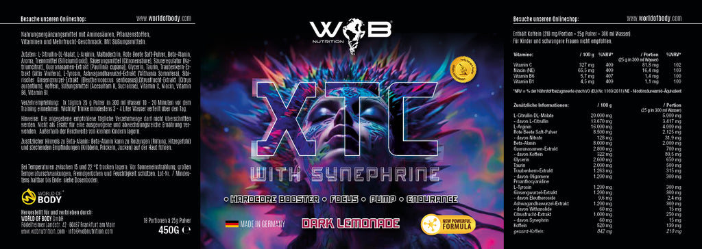 XTC PRE-WORKOUT | EXTASE HARDCORE BOOSTER